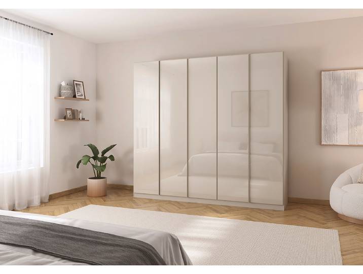 home24 Draaideurkast met glas 226cm beige/kasjmier basic