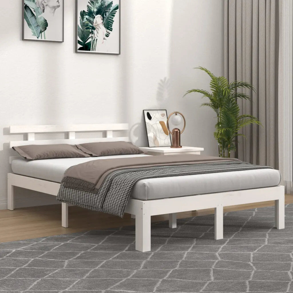 17 Stories Jaicey Solid Wood Bed White Small Double (4')
