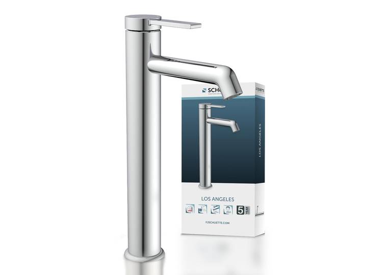 Waschtischarmatur SCHÜTTE LOS ANGELES , silber (chrom), Messing, Armaturen, Waschtischarmatur, Wasserhahn Bad, energiesparend, Aufsatzwaschbecken
