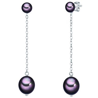 Paar Ohrhänger VALERO PEARLS "Set: VP867", lila (silber), Ohrringe, Damen, 51,1, Silber 925 (Sterlingsilber), aus Sterling Silber