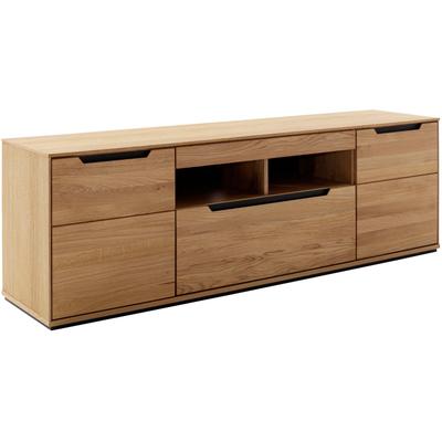 TV-Schrank MCA LIVING "Araya TV-Lowboard", braun (eichenfarben), B:192,5cm H:62cm T:45,5cm, Holzwerkstoff, Massivholz, Schränke, Schubkasten gedämpft