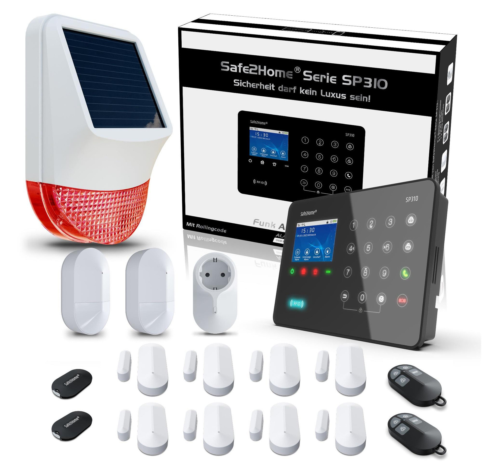 Selius Draadloos Alarmsysteem op Zonne-energie met 8 Deursensoren - 868 MHz