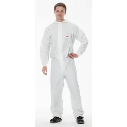 3M 4545 Schutzanzug, weiss, TYP 5/6, Grösse XL, Material PE Laminat, antistatische Beschichtung, besonders fusselarm, abklebbarer Reissverschluss, gestrickte Armbündchen