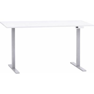 Schreibtisch SCHILDMEYER "METZ, elektrisch verstellbar, modernes Design, MADE IN GERMANY", weiß (mattweiß, silber, mattweiß), B:138cm H:72,7cm T:60cm, Tische, Schreibtisch, Memospeicherplätze für Höhenverstellung, MADE IN GERMANY