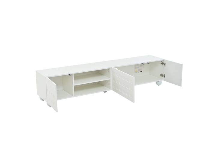 Meuble tv 3 portes au design design, meuble bas de 200 cm, blanc