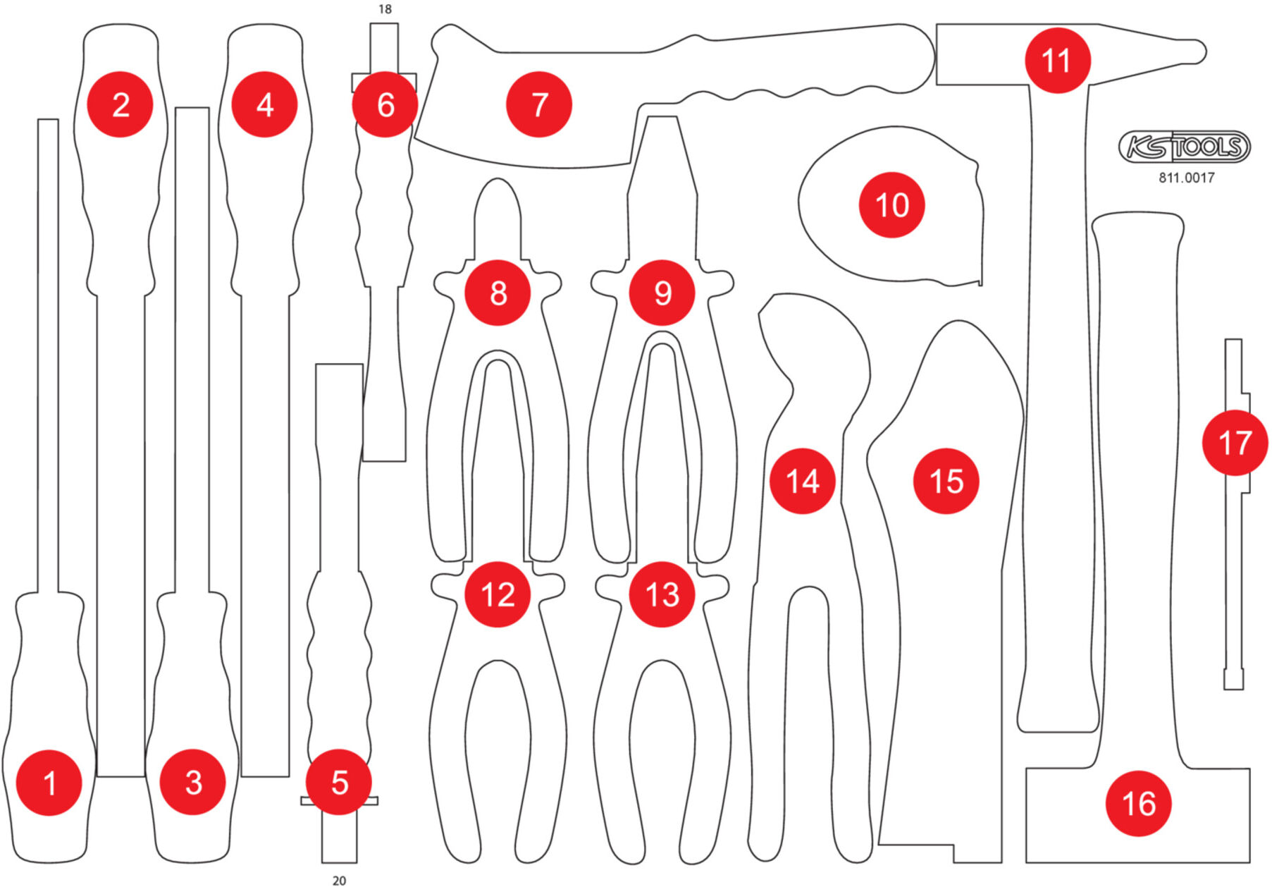 KS Tools Leere Schaumstoffeinlage zu 811.0017 (811.0017-97)