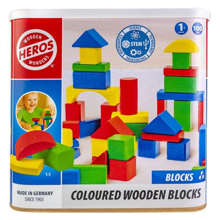 Tactic 100 farbige Holzbausteine (HE0005)