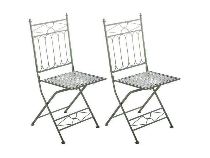 -CLP-Lot de 2 Chaises de jardin pliables Asina en fer forgé-Array