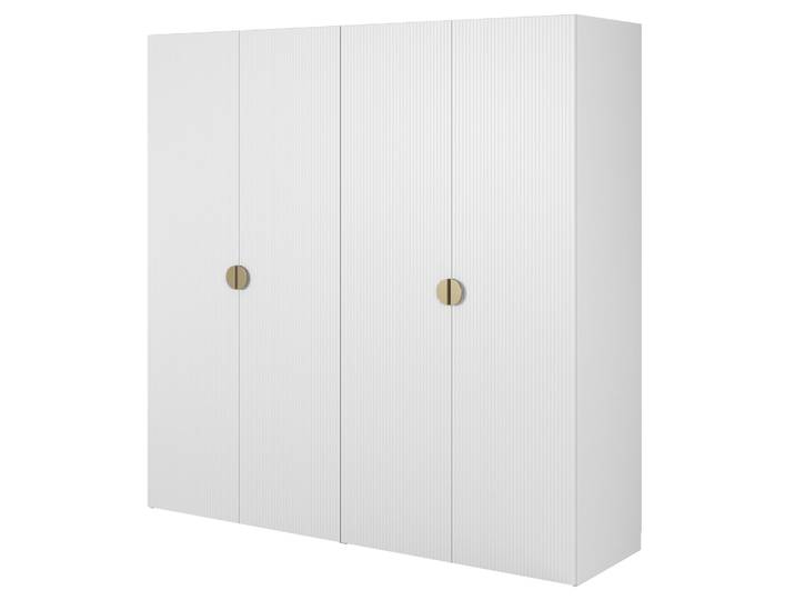 Vier­türiger Moonir-Schrank mit zwei Kleiderstangen, 200 cm, Weiß