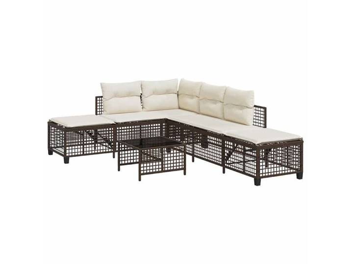 Les Soldes Salon de jardin - résistant à corrosion - pour balcon terrasse - d'angle et coussins 3 pcs marron résine tressée(167 x 5