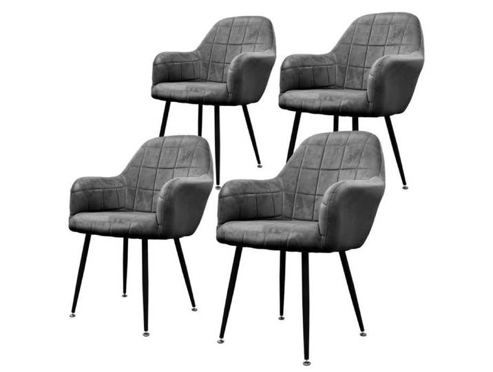 ECD Germany Lot de 4 Chaises de Salle à Manger Cuisine Salon Séjour Gris Foncé Assise Siège Rembourrée en Velours Structure