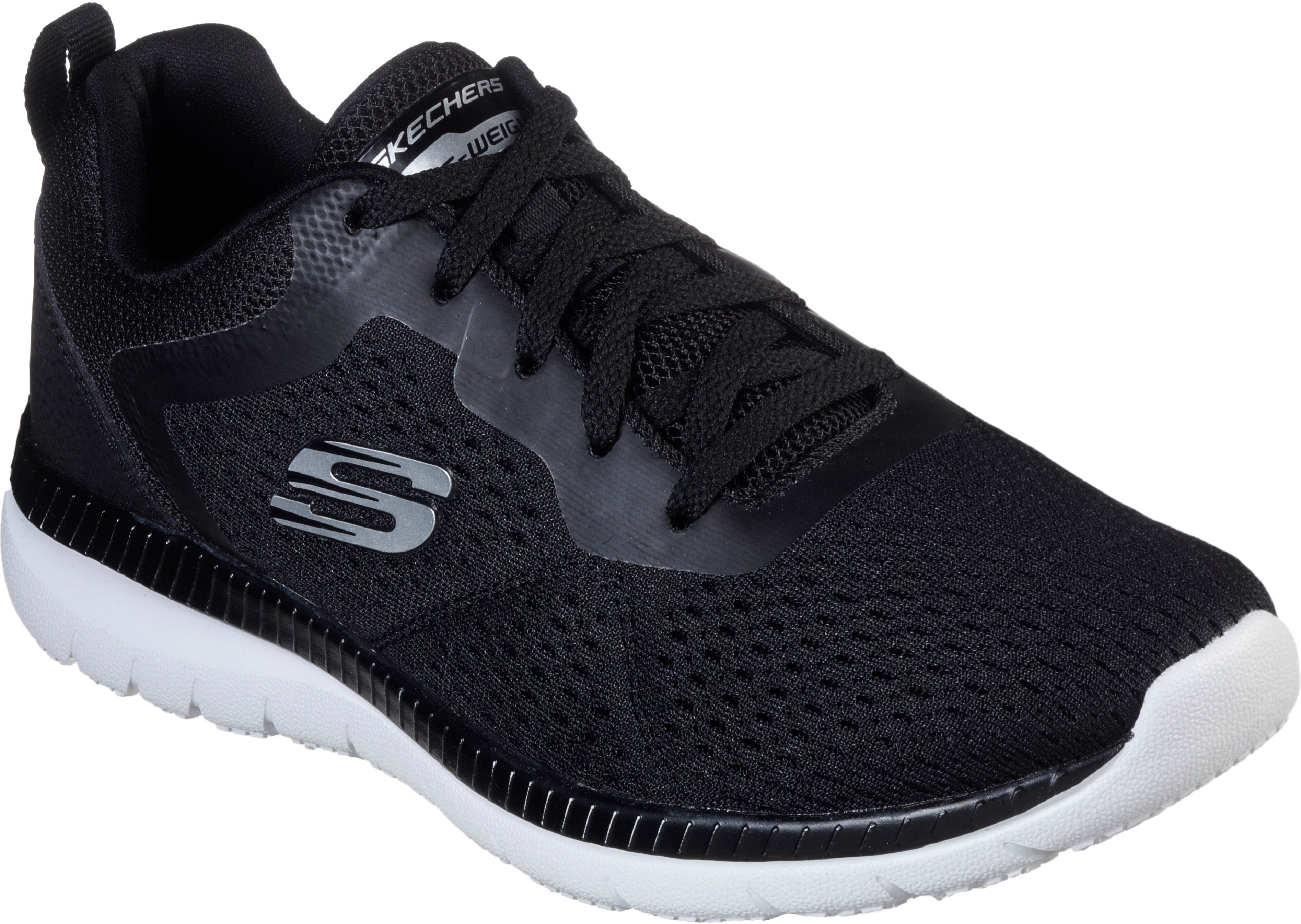 Berufsschuh SKECHERS "BOUNTIFUL - QUICK PATH", Damen, Gr. 35, Textil, schwarz-weiss (schwarz), Lederimitat, Textil, Schuhe Berufsschuh, Freizeitschuh, Halbschuh, Schnürschuh mit gepolsterter Innensohle schwarz 35, Textil