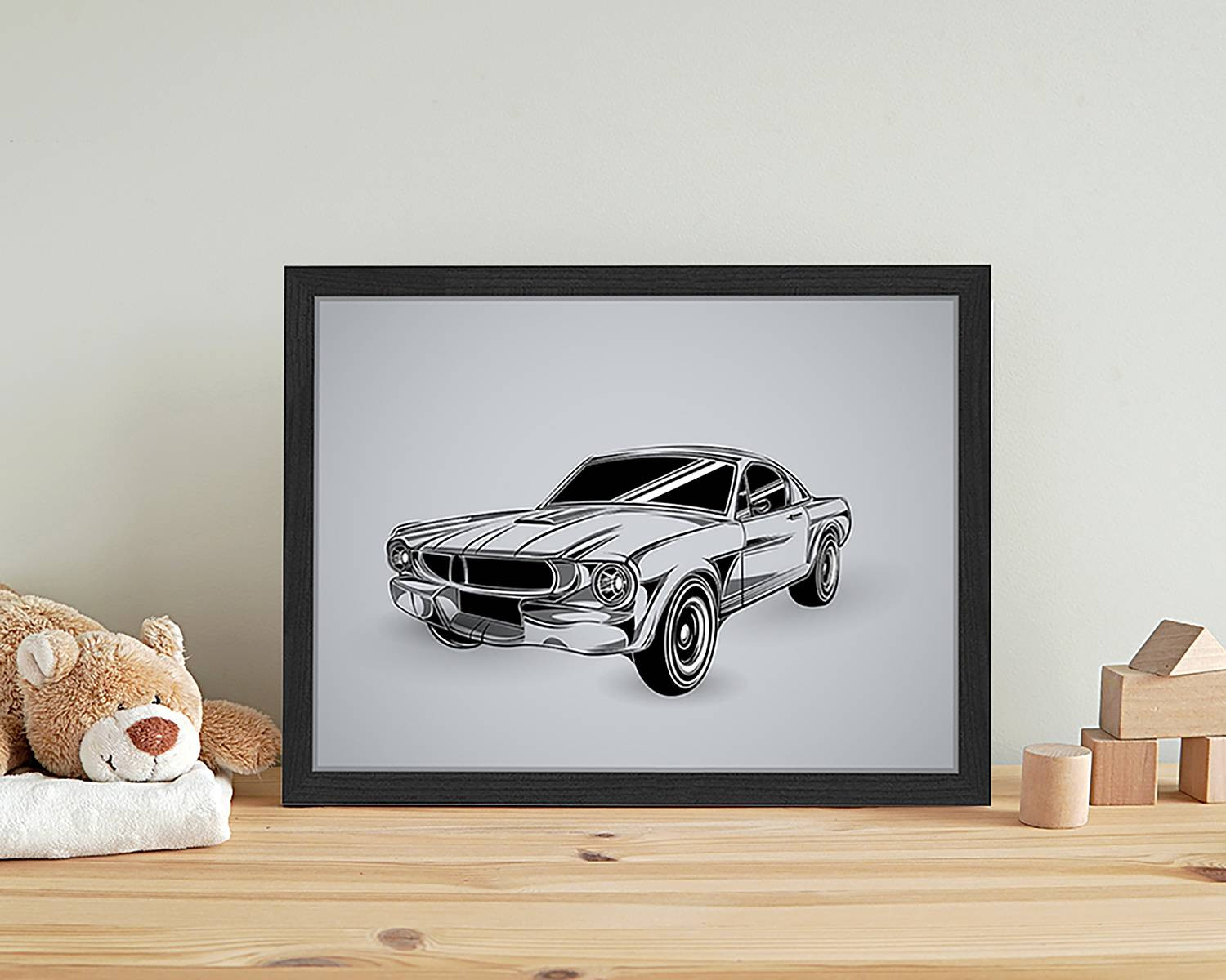 home24 Vintage Car Drawing Illustratie in Meerdere Kleuren, 33 x 43 cm