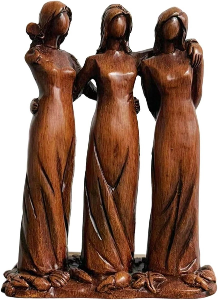 Zuster Vriendschap Standbeeld - Drie Zusters Beeldje - Bruin - Interieur Decoratie