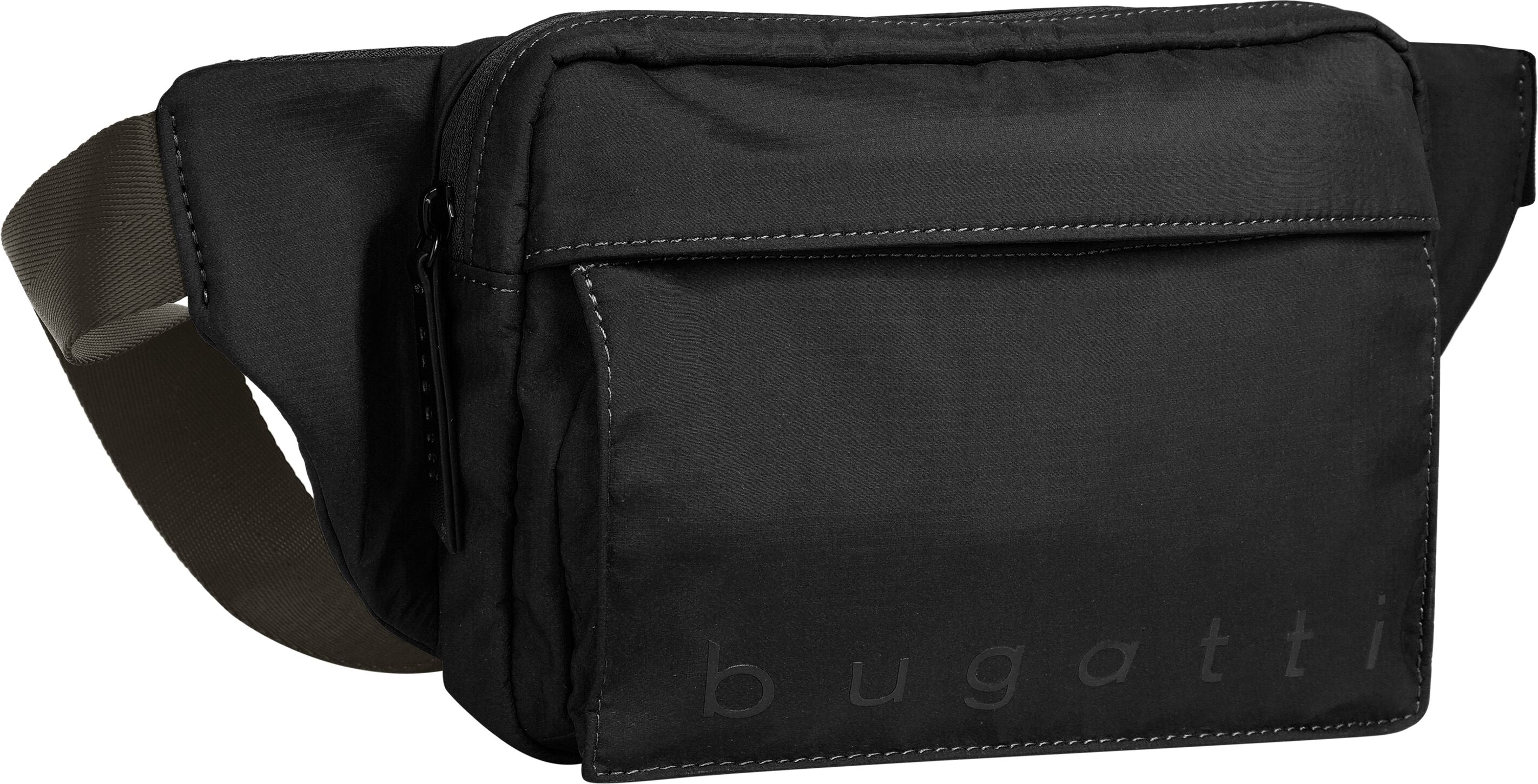 Gürteltasche BUGATTI "BUGATTI Herren, Damen LEGERE", Damen, Gr. B/H/T: 34cm x 15cm x 5cm onesize, schwarz, Kunstfaser, unifarben, Taschen Gürteltasche