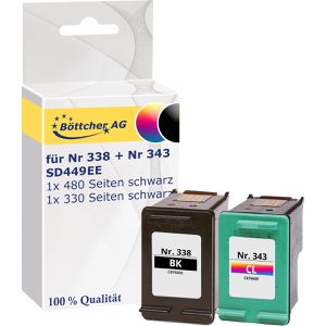 kompatibel für HP 338 343 schwarz+color Druckerpatronen