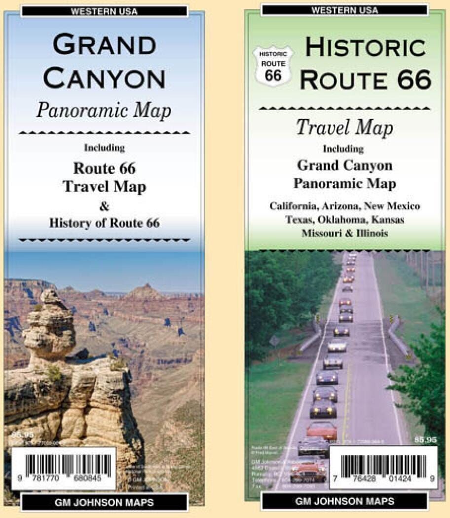 Grand Canyon Panoramique / Carte de voyage Route 66   GM Johnson