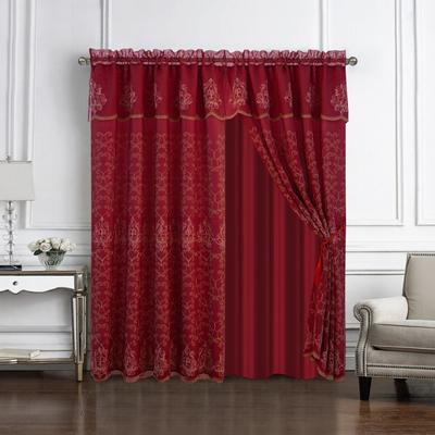 RT Designer Collection "Ella Embroidered Timeless Elegance Window Curtain with Attached Valance - 54"" x 84"""