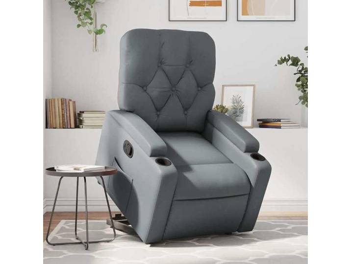 NOUVEAU Fauteuil inclinable 100 % polyester - 1 personne - dossier réglable - Gris Similicuir - 74x86 5x93 5 cm“958824”