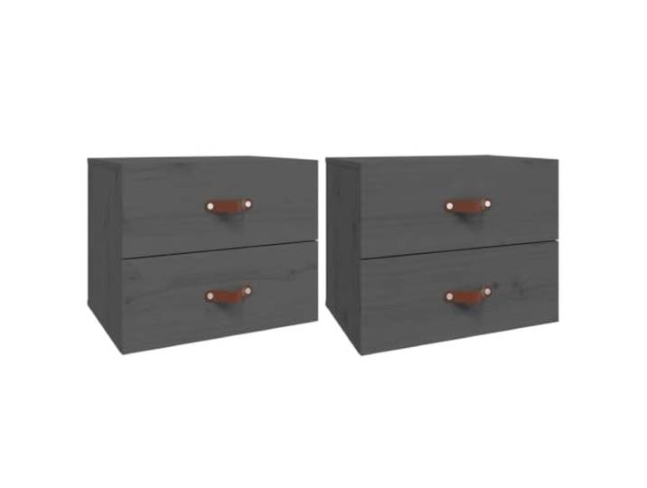 Heofavd 2er Set Wand-Nachttische Grau 50x36x40 cm Kiefernholz