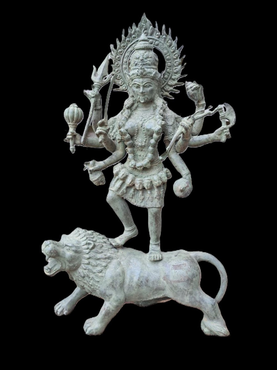 Brons beeld van de godin Kali, Durga en Mahakali, 45 cm