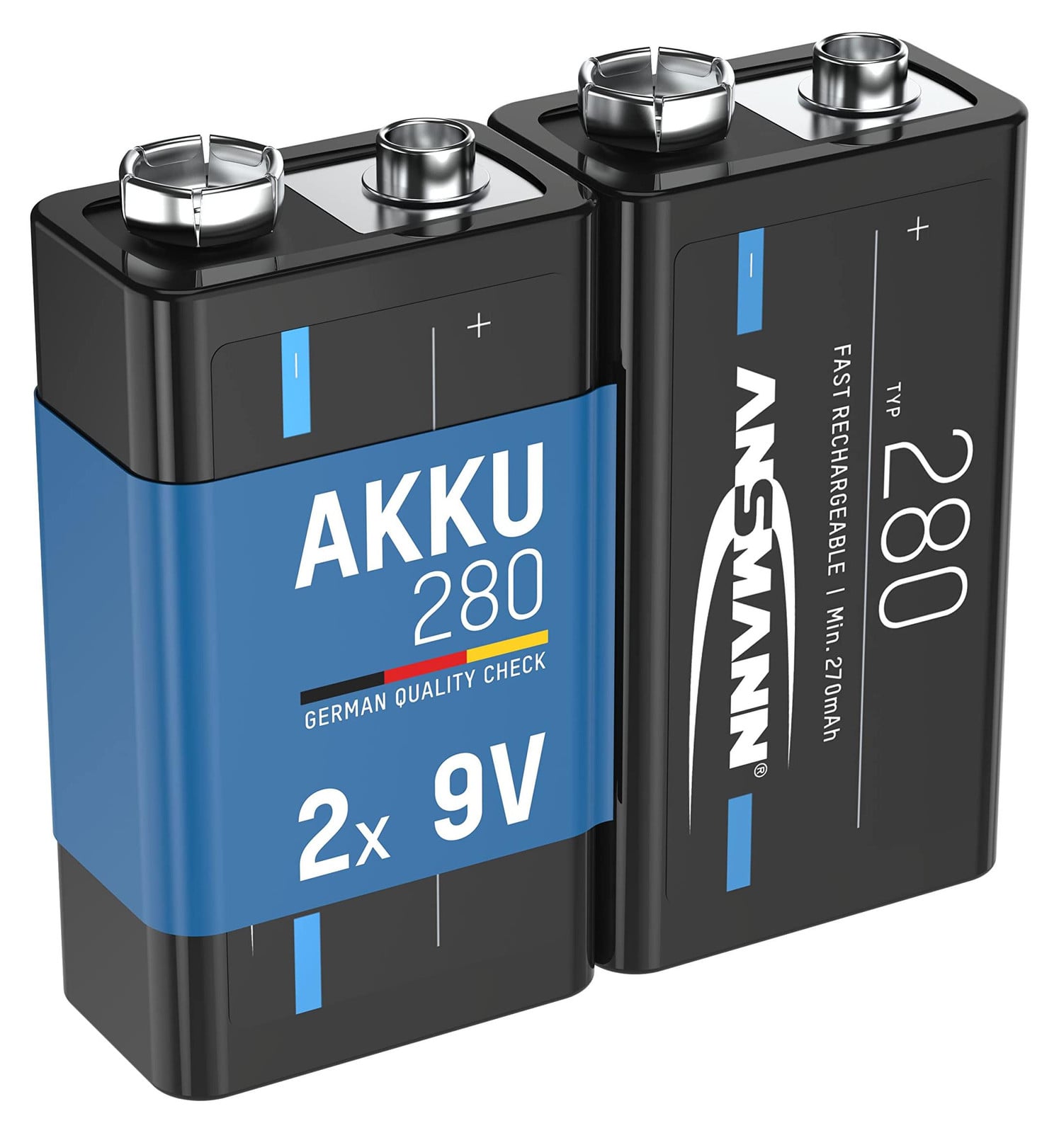 ANSMANN E-Block 9V oplaadbare batterij, 280 mAh, Ni-MH, 2 stuks