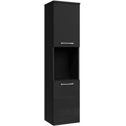 BADEZIMMERSCHRANK Montreal mit 2 Türen Schwarz Hochglanz - 30 x 30 x 130 cm