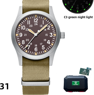 Modern Mode Marketplace Premium Military Field Watch Waterproof Sapphire Glass Quartz For Men brown