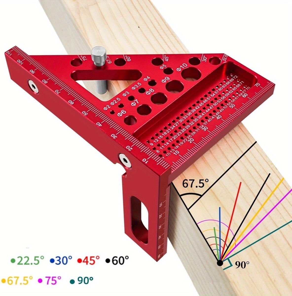 INF Holzbearbeitungs-Winkelmaß 90° - Präzisions-Aluminiumlegierung Schmiege für exaktes Anreißen und Positionieren Blau
