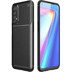 Screenguard Realme 7 Hülle Carbon Design TPU Case (Realme 7), Smartphone Hülle, Schwarz