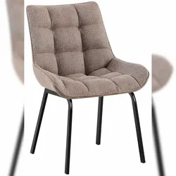 Décoshop26 - Esszimmerstuhl x1 in erdbraunem Stoff großzügig gepolstert schwarzes Metallgestell 10_0007795
