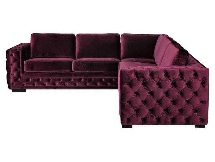 JVmoebel Ecksofa Chesterfield Sofa Burgunder aus Samt mit Knopfverzierung, Made in Europa