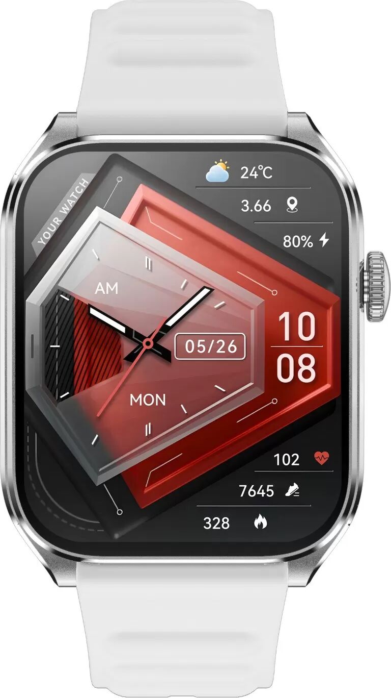 INF 1,93" AMOLED Bluetooth Anruf Smartwatch kompatibel mit GloryFit APP Silber