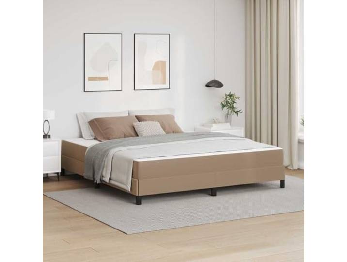 KTHLBRH Bettgestell Stoff 180 x 200 cm Cappuccino Technisches Holz, feste Latten, Taschenfedern, Schaumstoff, modernes Design