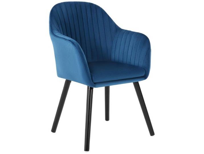 WOLTU 1 X Chaise de Salle à Manger en Velours Pieds en Bois Noir Chaise de Relax Chaise de Salon Bleu