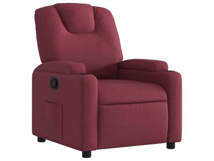 Fisinber Relaxsessel mit Liegefunktion Weinrot TV-Sessel Stoff Verstellbare Lehne bis 135 Grad, zwei Becherhalter und Seitentasche für gemütliche Filmabende im Wohnzimmer.