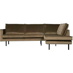 Ecksofa Rodeo Samt, modern und elegant, rechts ausgerichtet, taupe, komfortabel für 4–5 Personen