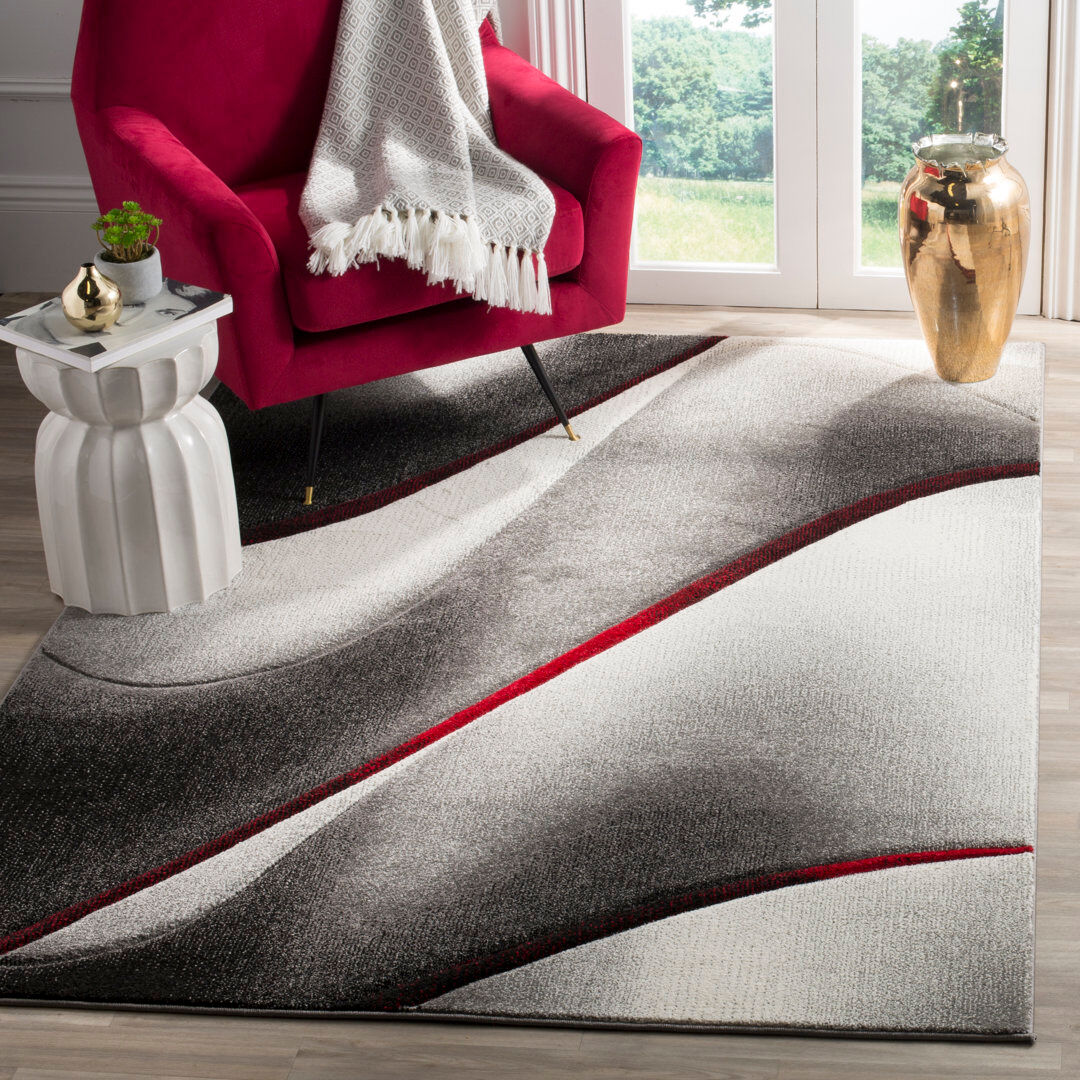 Metro Parkes Rectangle Abstract Area Rug Grey/Red Rectangle 160 x 229 cm