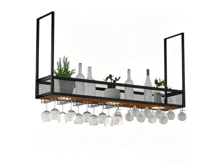 Weinglasregal an der Decke Restaurant-Weinflaschenregal Zur Wandmontage Zur platzsparenden Wandmontage, industrieller Luftstangenaufhänger(XXL)