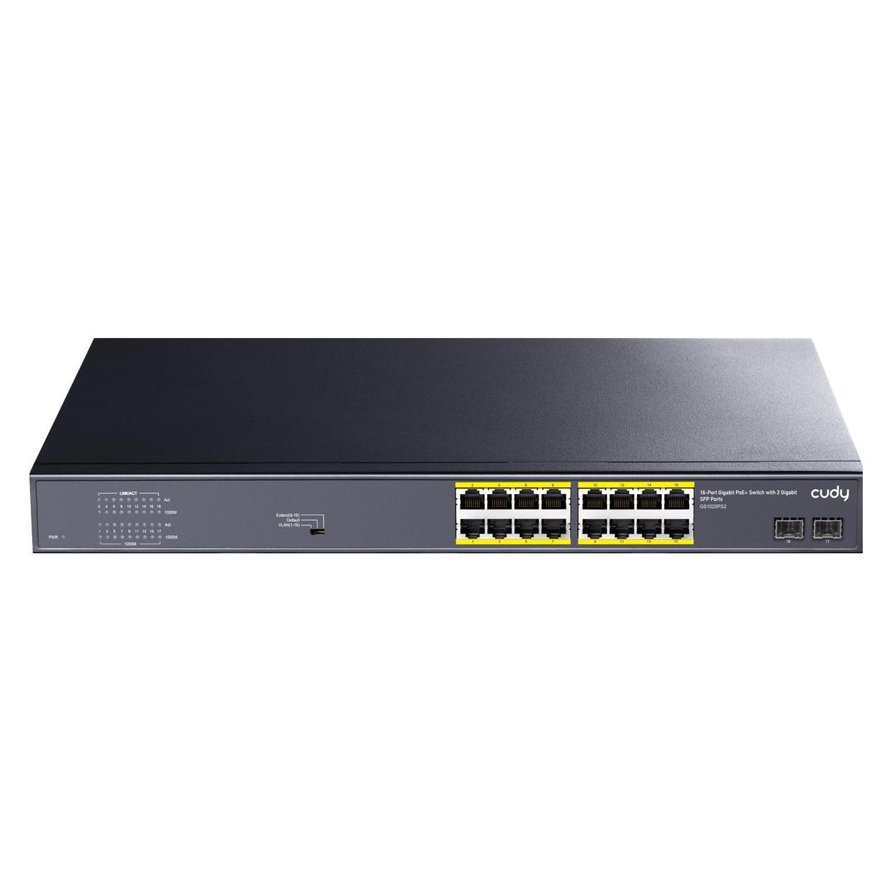 Cudy GS1020PS2 network switch Gigabit Ethernet (10/100/1000) Power over Ethernet (PoE) Black (18 Ports) (GS1020PS2)