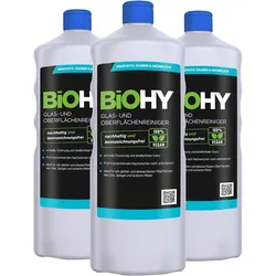 BiOHY Glas- und Oberflächenreiniger (3x1l Flasche) | Konzentrat | Universalreiniger | Intensiv & Nachhaltig reinigender Automatenreiniger