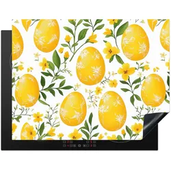 HERDABDECKPLATTE Blumen - Ostereier - Gelb Induktionsmatte 77x59 cm