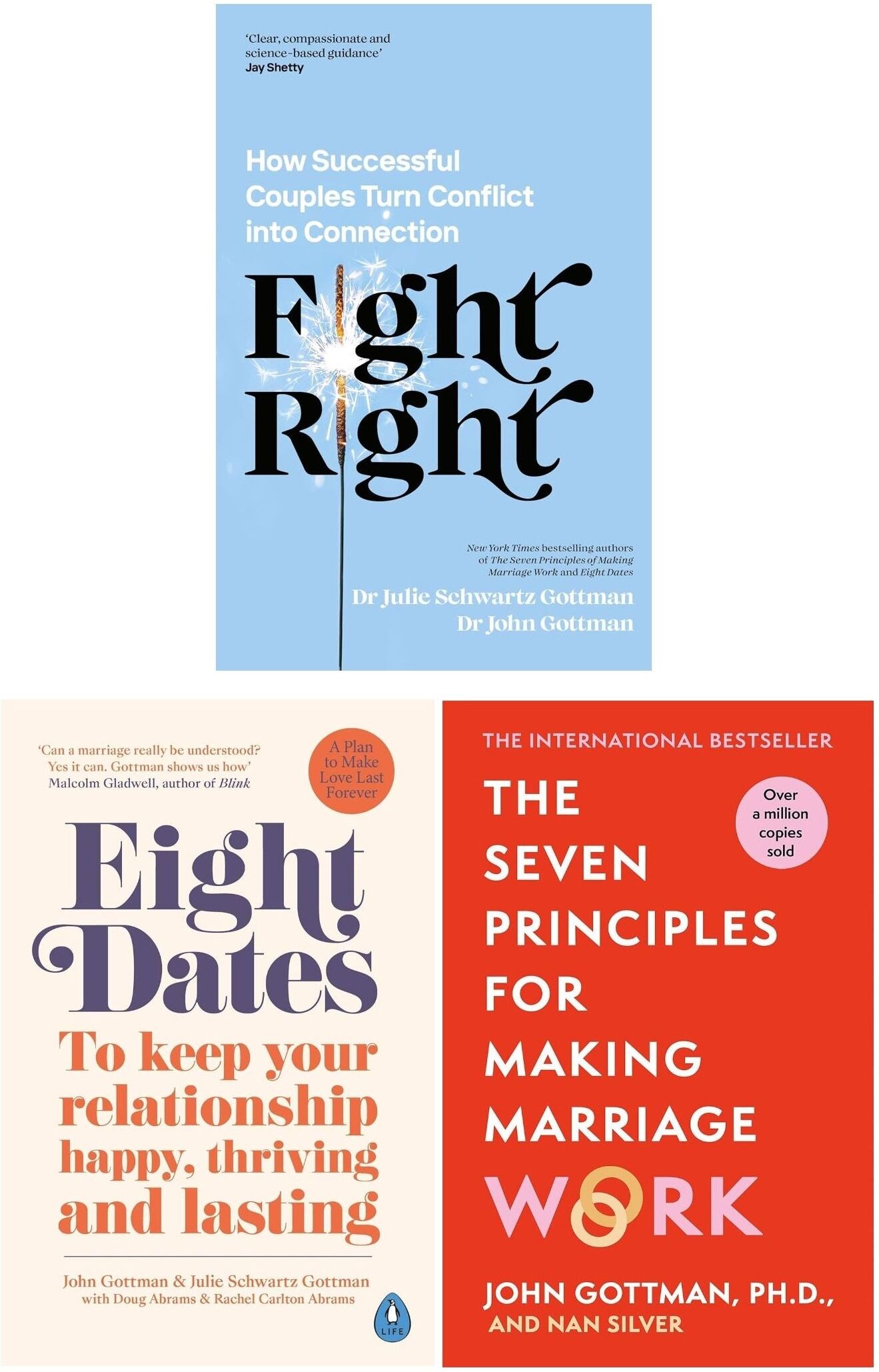 Orion The Seven Principles For Making Marriage Work, Eight Dates, Fight Right Collection 3 Books Set by John Gottman