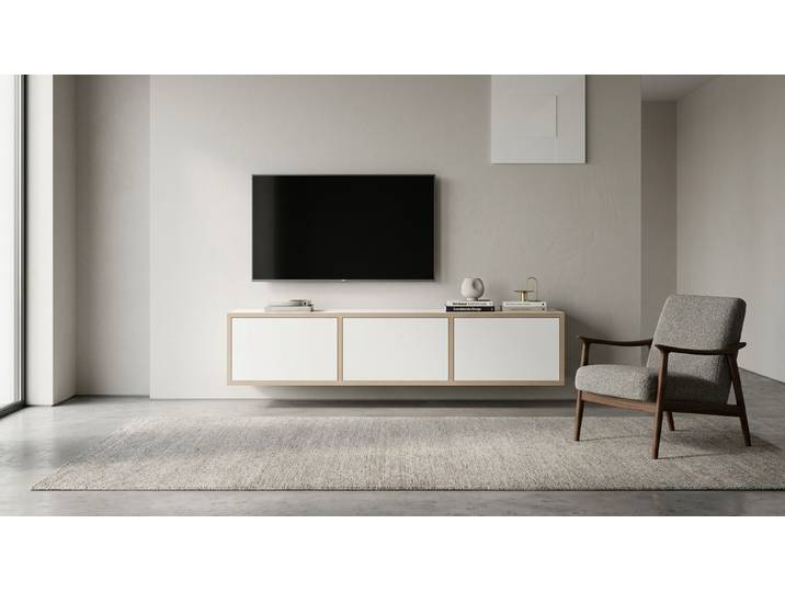 Schlichtes Lowboard hängend Multiplex Multiplex Weiß