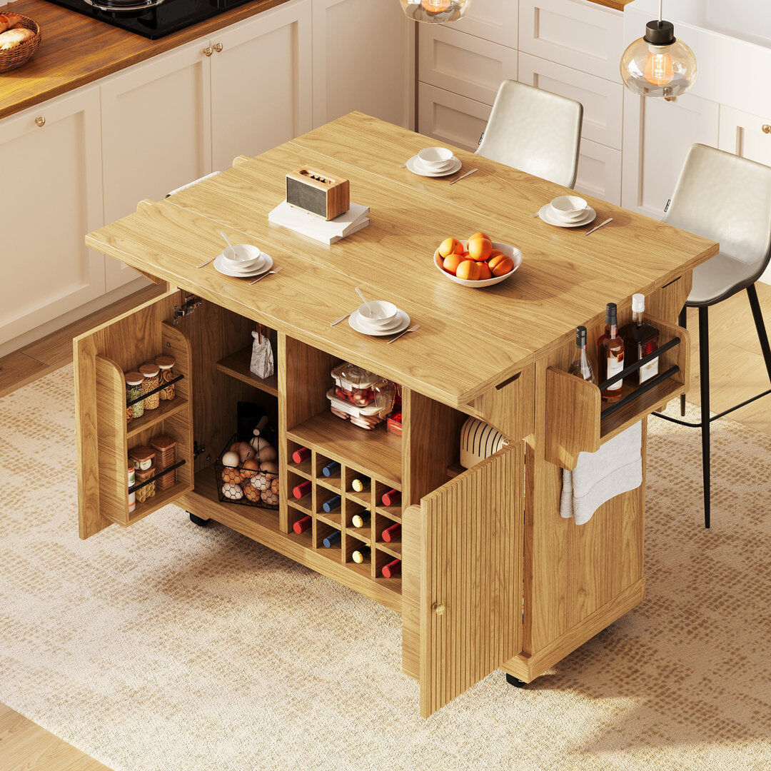 Direct Wicker 95 cm W Kitchen Island Brown 95cm W X 143cm D
