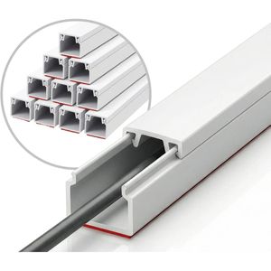 Floordirekt Kabelkanal fd-33437, weiß, 100 cm x 2,5 x 1,6 cm, selbstklebend, 10 Stück
