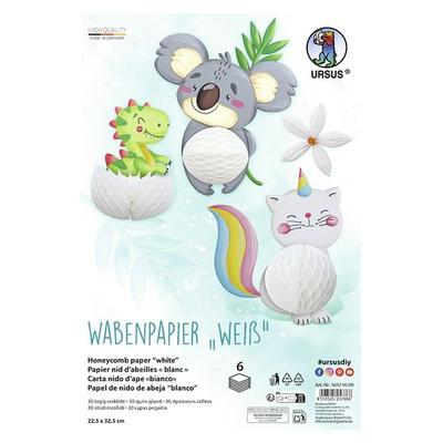 URSUS Basispapiere Wabenpapier Weiß, 22,5 x 32,5 cm, 6 Blatt