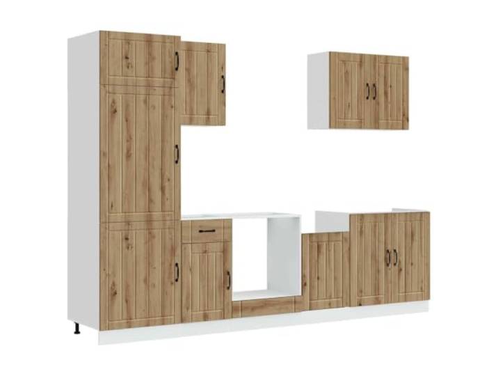 GPWERSDF 7-TLG. Küchenschrank-Set Lucca Artisan-Eiche Holzwerkstoff Verstellbare Füße, Pflegeleichte Oberfläche, Viel Stauraum für Küchenutensilien