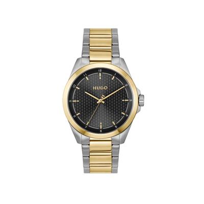 Quarzuhr HUGO "SEAM", gold (silberfarben, goldfarben, schwarz), Armbanduhren, Herren, silberfarben-goldfarben, Quarzuhr, Armbanduhr, Herrenuhr, Edelstahlarmband, analog