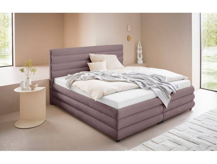 Polsterbett, 100% Polyester, Rosé, 192×211 cm, Softig Gepolstert, Modern, LeGer